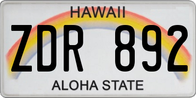 HI license plate ZDR892