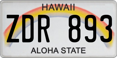 HI license plate ZDR893