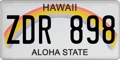 HI license plate ZDR898