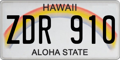 HI license plate ZDR910