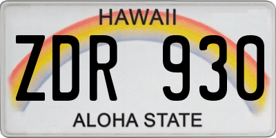 HI license plate ZDR930