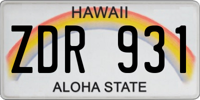 HI license plate ZDR931