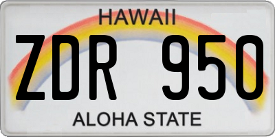 HI license plate ZDR950
