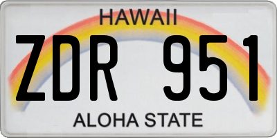 HI license plate ZDR951