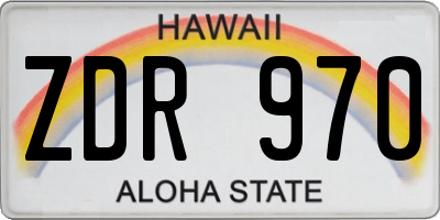 HI license plate ZDR970