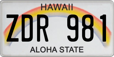 HI license plate ZDR981