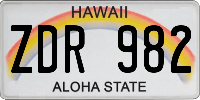 HI license plate ZDR982