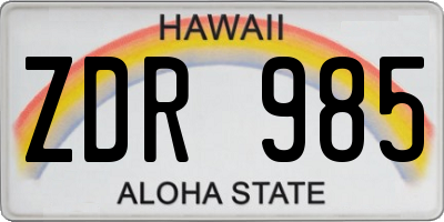 HI license plate ZDR985