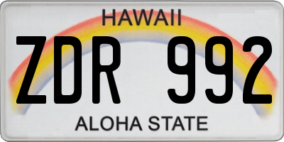 HI license plate ZDR992
