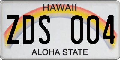 HI license plate ZDS004