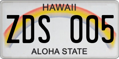 HI license plate ZDS005