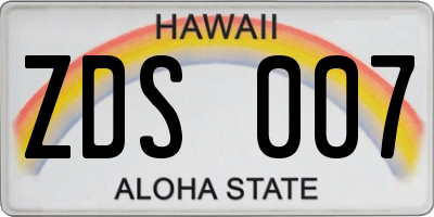 HI license plate ZDS007