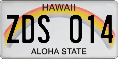 HI license plate ZDS014
