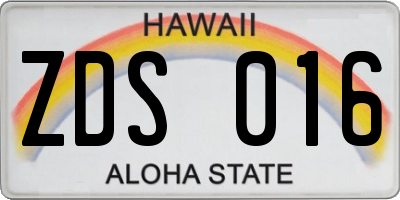HI license plate ZDS016
