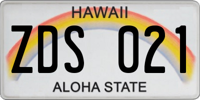 HI license plate ZDS021