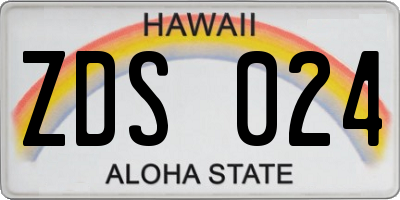 HI license plate ZDS024