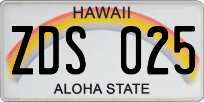 HI license plate ZDS025