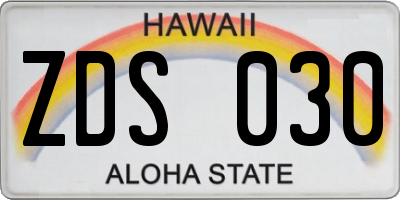 HI license plate ZDS030