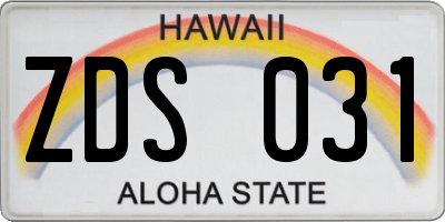 HI license plate ZDS031