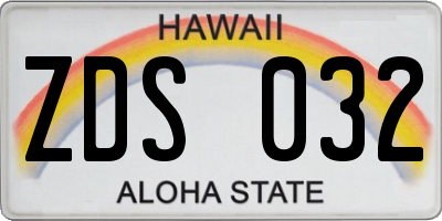 HI license plate ZDS032
