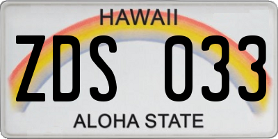 HI license plate ZDS033