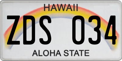 HI license plate ZDS034