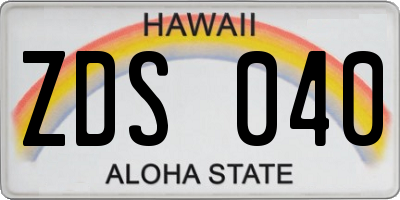 HI license plate ZDS040