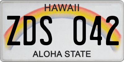 HI license plate ZDS042