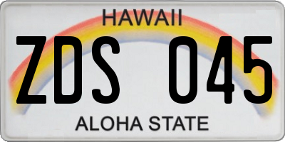 HI license plate ZDS045
