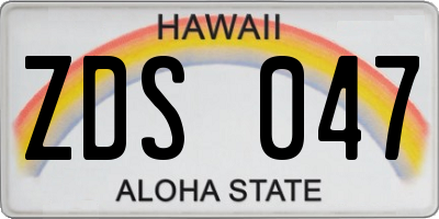 HI license plate ZDS047