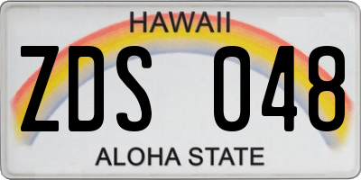 HI license plate ZDS048