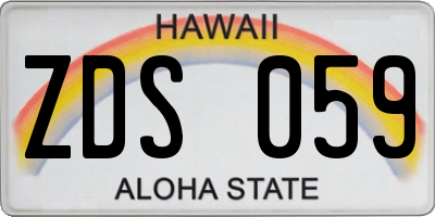 HI license plate ZDS059