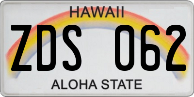 HI license plate ZDS062