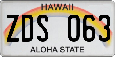 HI license plate ZDS063