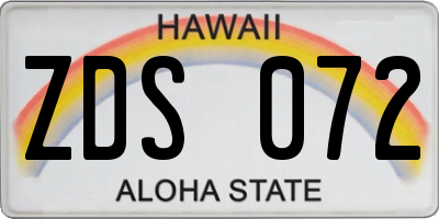 HI license plate ZDS072