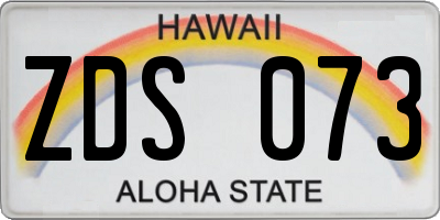 HI license plate ZDS073