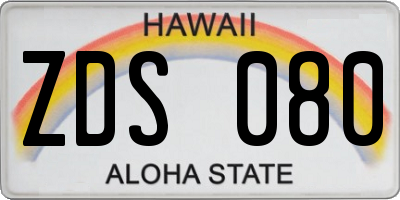 HI license plate ZDS080
