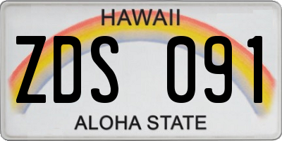 HI license plate ZDS091