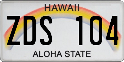 HI license plate ZDS104