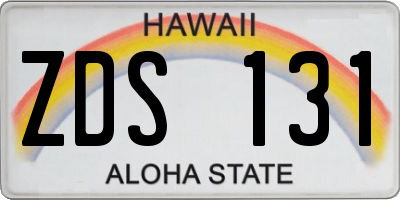HI license plate ZDS131