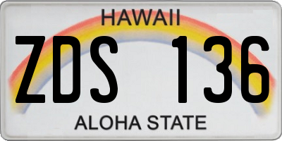 HI license plate ZDS136
