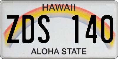 HI license plate ZDS140