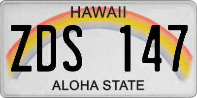 HI license plate ZDS147