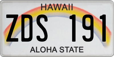 HI license plate ZDS191