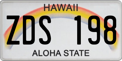 HI license plate ZDS198