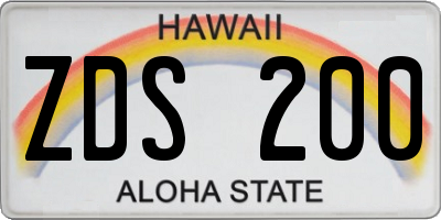 HI license plate ZDS200