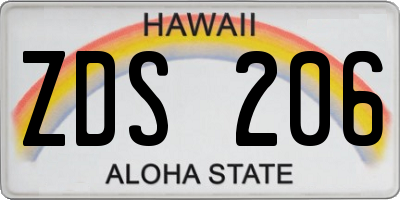 HI license plate ZDS206