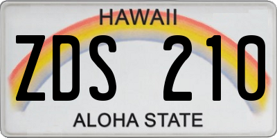 HI license plate ZDS210