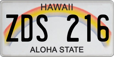 HI license plate ZDS216