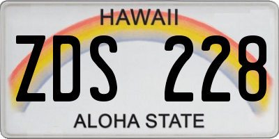 HI license plate ZDS228